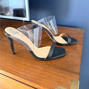 Vince Camuto Black and Clear Heels